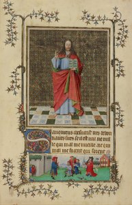 Christus zegenend, miniatuur uit het Gebedenboek van de Très Belles Heures de Notre-Dame, uiteengerafeld manuscript door Français
